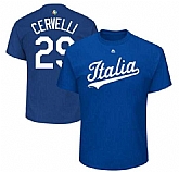 Italy Baseball 29 Francisco Cervelli Majestic 2017 World Baseball Classic Name & Number T-Shirt Royal,baseball caps,new era cap wholesale,wholesale hats